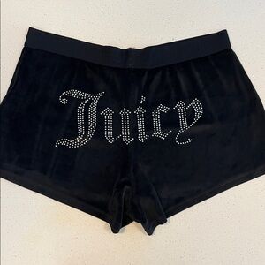 Juicy Couture Velour Shorts Y2K Brat Glam Large Cheeky Lounge Princess Black
